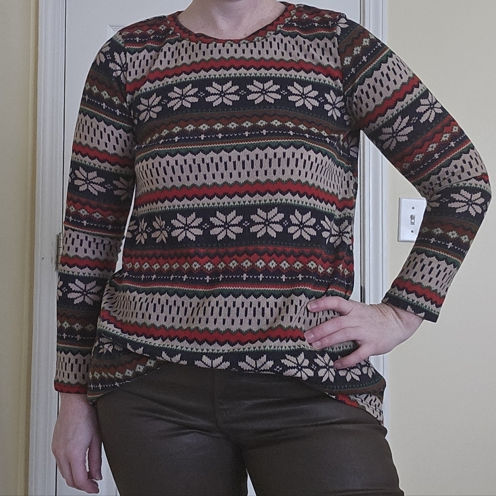 Sweet Lovely Patterned Crew Neck Sweater